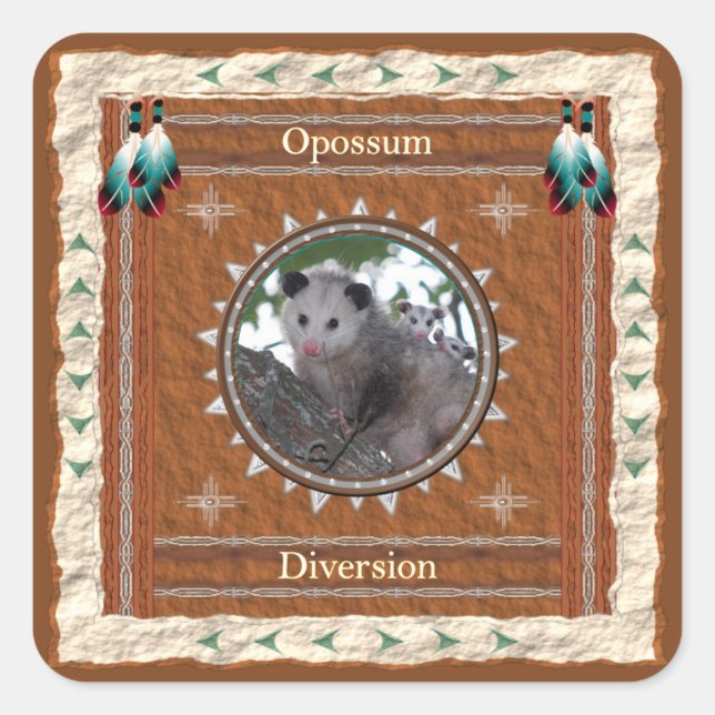 Opossum Diversion Energy Square Sticker (Front)