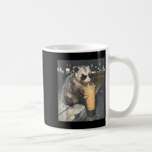 Opossum drinking iced coffee funny animal meme mug