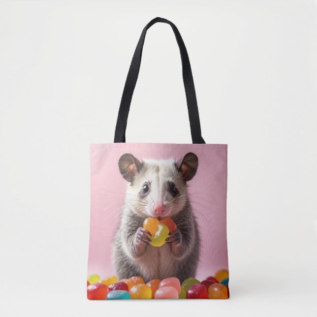 Opossum Eating Gummy Sweeties  Tote Bag (Front)