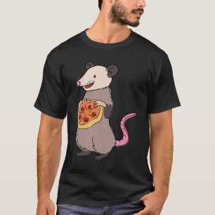 Opossum Eating Pizza Fast Food Rodent Cute Forest  T-Shirt