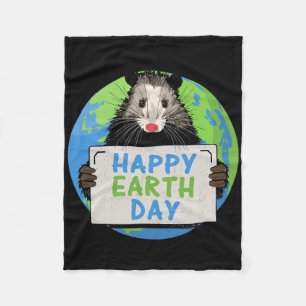Opossum Happy Earth Day Lovers Funny Possum Fleece Blanket