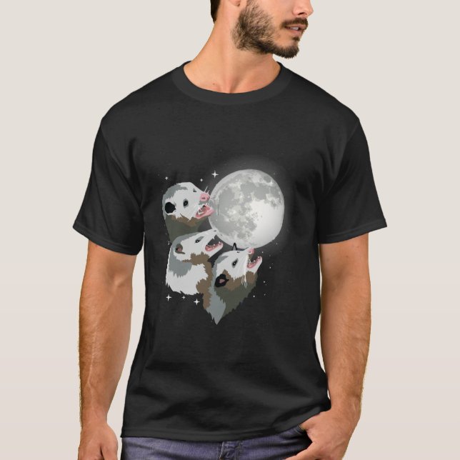 Opossum Howl On Moon Street Cat Trash Animal Oposs T-Shirt (Front)