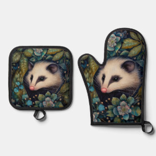 Opossum in the Brambles Oven Mitt & Pot Holder Set