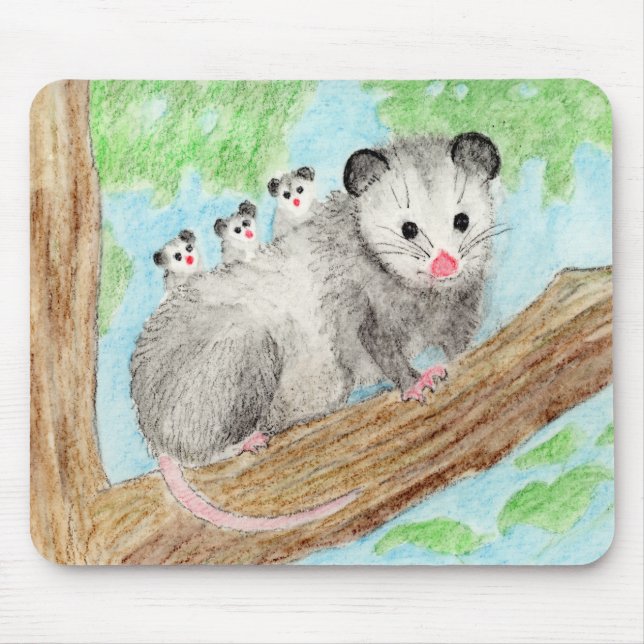 Opossum Mum Mouse Mat (Front)