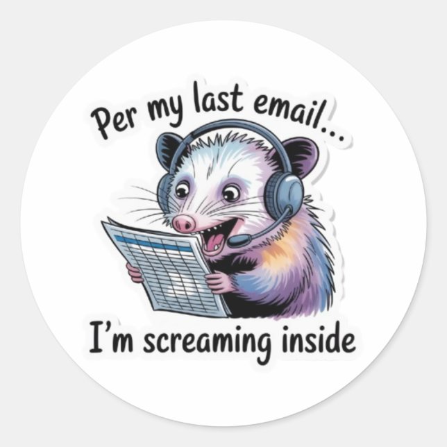 Opossum Office Sticker - Per My Last Email Vinyl D (Front)