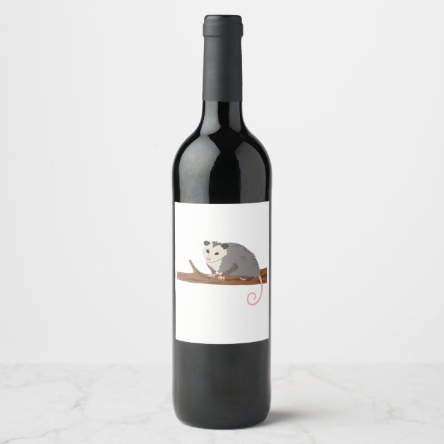 Opossum On Branch Wine Label (Front)