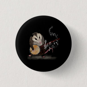 Opossum Playing Banjo Guitar Possum Live Weird Tra 3 Cm Round Badge
