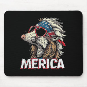 Opossum Possum - Funny 4th of July American Flag Mouse Mat