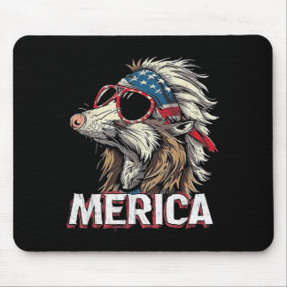 Opossum Possum - Funny 4th of July American Flag Mouse Mat