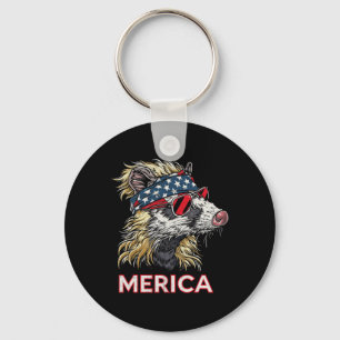 Opossum Possum - Patriotic Usa 4th Of July America Key Ring