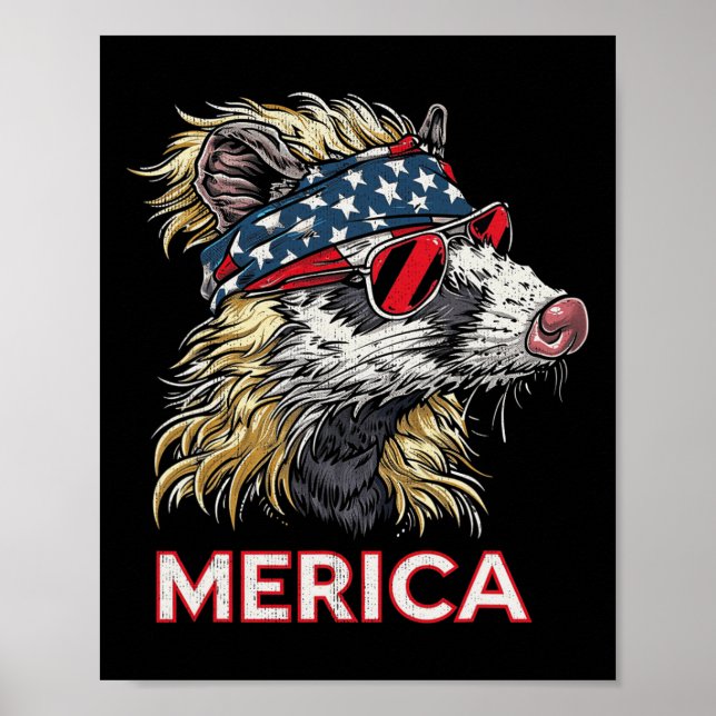 Opossum Possum - Patriotic Usa 4th Of July America Poster (Front)