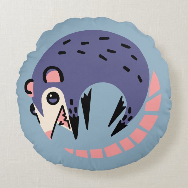 Opossum Round Pillow (Front)