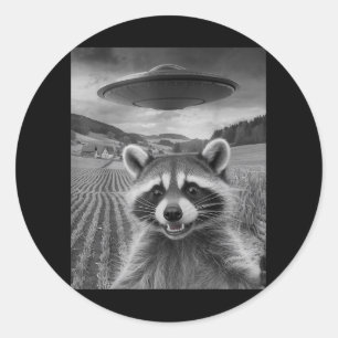 Opossum Selfie With Alien Ufo Funny Possum Gifts F Classic Round Sticker