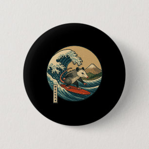 Opossum Surfing Japanese Kanagawa Wave Japan Boys 6 Cm Round Badge