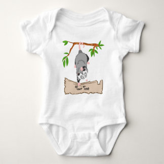 Opossum with sign baby bodysuit
