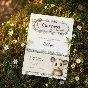 Opossum Woodland Baby Shower Invitation