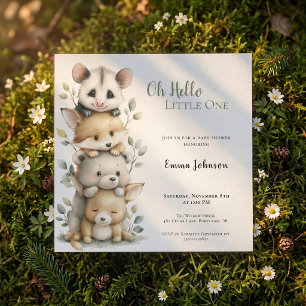 Opossum Woodland Baby Shower Invitation