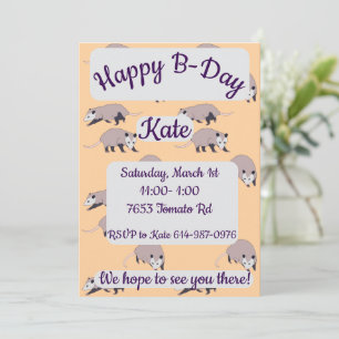 Opossums Happy Birthday Invitation