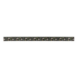 Opossums in a Berry Field in Black Satin Ribbon