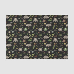 Opossums in a Berry Field in Black Tissue Paper