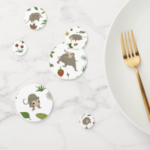 Opossums in a Berry Field in White Confetti