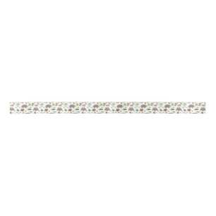 Opossums in a Berry Field in White Satin Ribbon