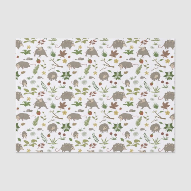 Opossums in a Berry Field in White Tissue Paper (Front)