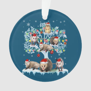 Opossums On Christmas Tree Xmas Lights Santa Oposs Ornament