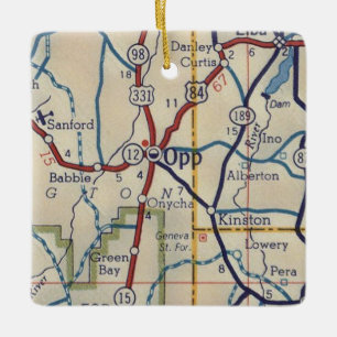 Opp Alabama Vintage Map Ceramic Ornament