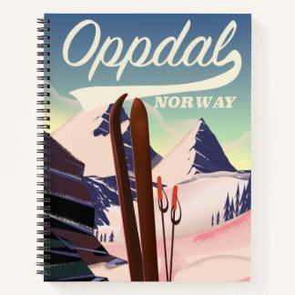 Oppdal norway ski poster. notebook