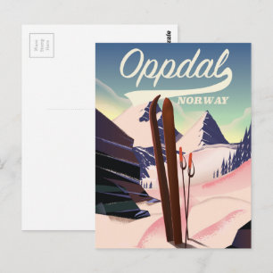 Oppdal norway ski poster. postcard