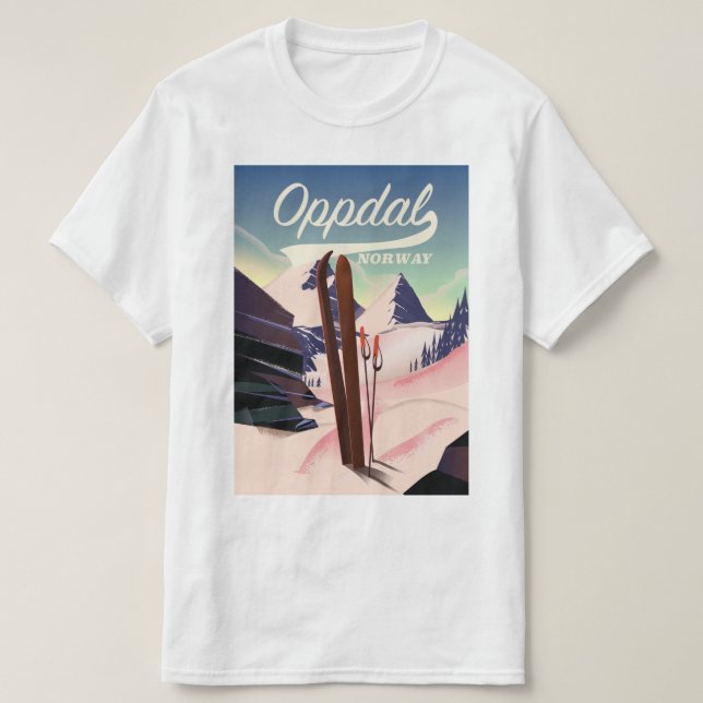 Oppdal norway ski poster. T-Shirt (Design Front)