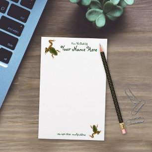 Opposing Climbing Green Frog Photograph Custom Stationery