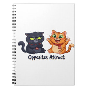 Opposites Attract Cute Cats Design Notebook