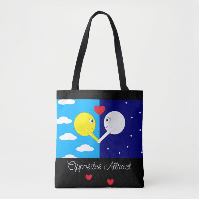Opposites Attract:  Sun & Moon in Love II Tote Bag (Front)