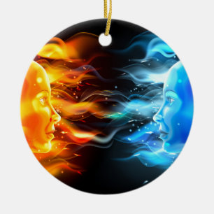 Opposites Faces Concept Ceramic Tree Decoration