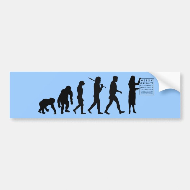 Optemetrist Optical Eye Doctor Evolution Eye Chart Bumper Sticker (Front)