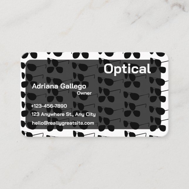 Optical Business card (editable) (Front)