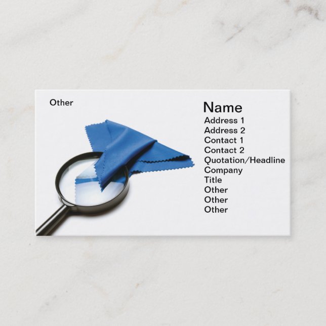 Optical cleaner business card (Front)