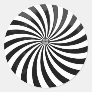 Optical Deception, Black and White Swirl Classic Round Sticker