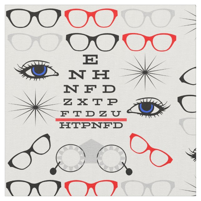 Optical Eye Chart Doctor Optician Pattern Fabric (Close Up)
