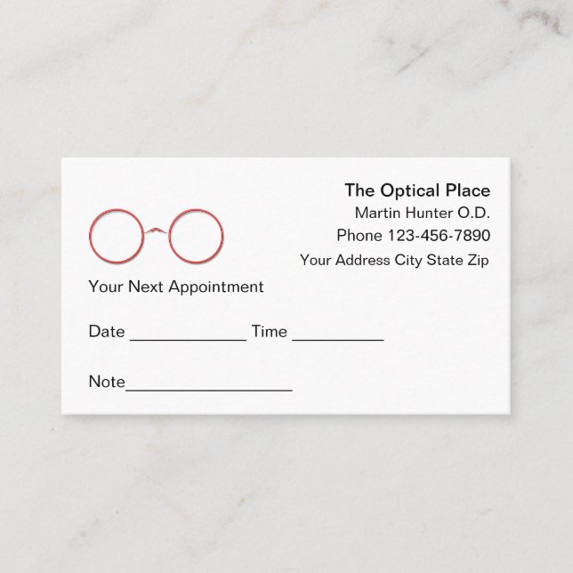 Optical Eye Doctor Appointment Cards (Front)