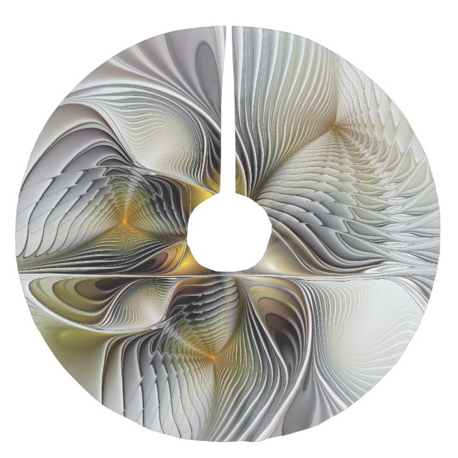 Optical Illusion Abstract 3D Fractal With Depth Brushed Polyester Tree Skirt (Front)
