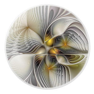 Optical Illusion Abstract 3D Fractal With Depth Ceramic Knob