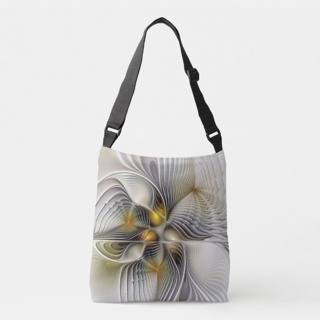 Optical Illusion Abstract 3D Fractal With Depth Crossbody Bag (Front)