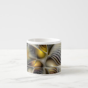 Optical Illusion Abstract 3D Fractal With Depth Espresso Cup
