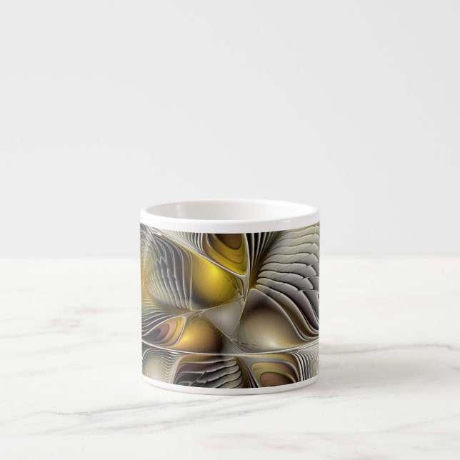 Optical Illusion Abstract 3D Fractal With Depth Espresso Cup (Front)