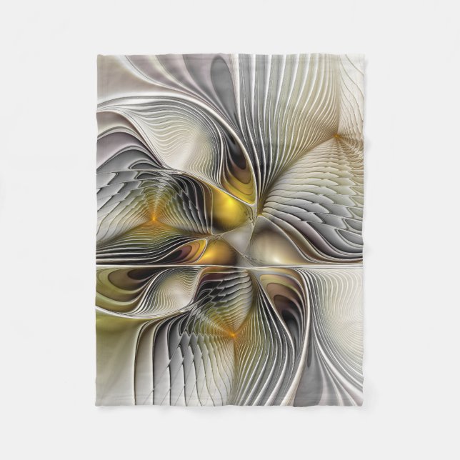 Optical Illusion Abstract 3D Fractal With Depth Fleece Blanket (Front)