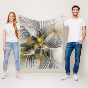 Optical Illusion Abstract 3D Fractal With Depth Fleece Blanket