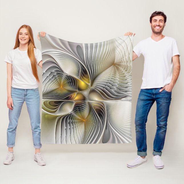 Optical Illusion Abstract 3D Fractal With Depth Fleece Blanket (In Situ)